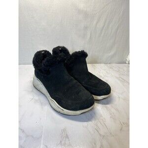 Bionica Black Slip On Faux Fur Lined Upper  Suede Leather Sz 7.5M